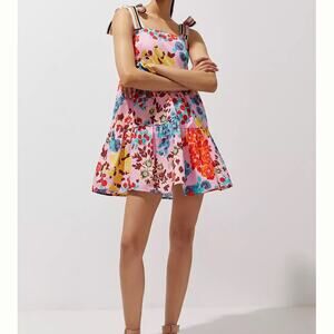 Peter Som for Anthropologie Flouncy Floral Mini Dress tiered sundress Sz XS